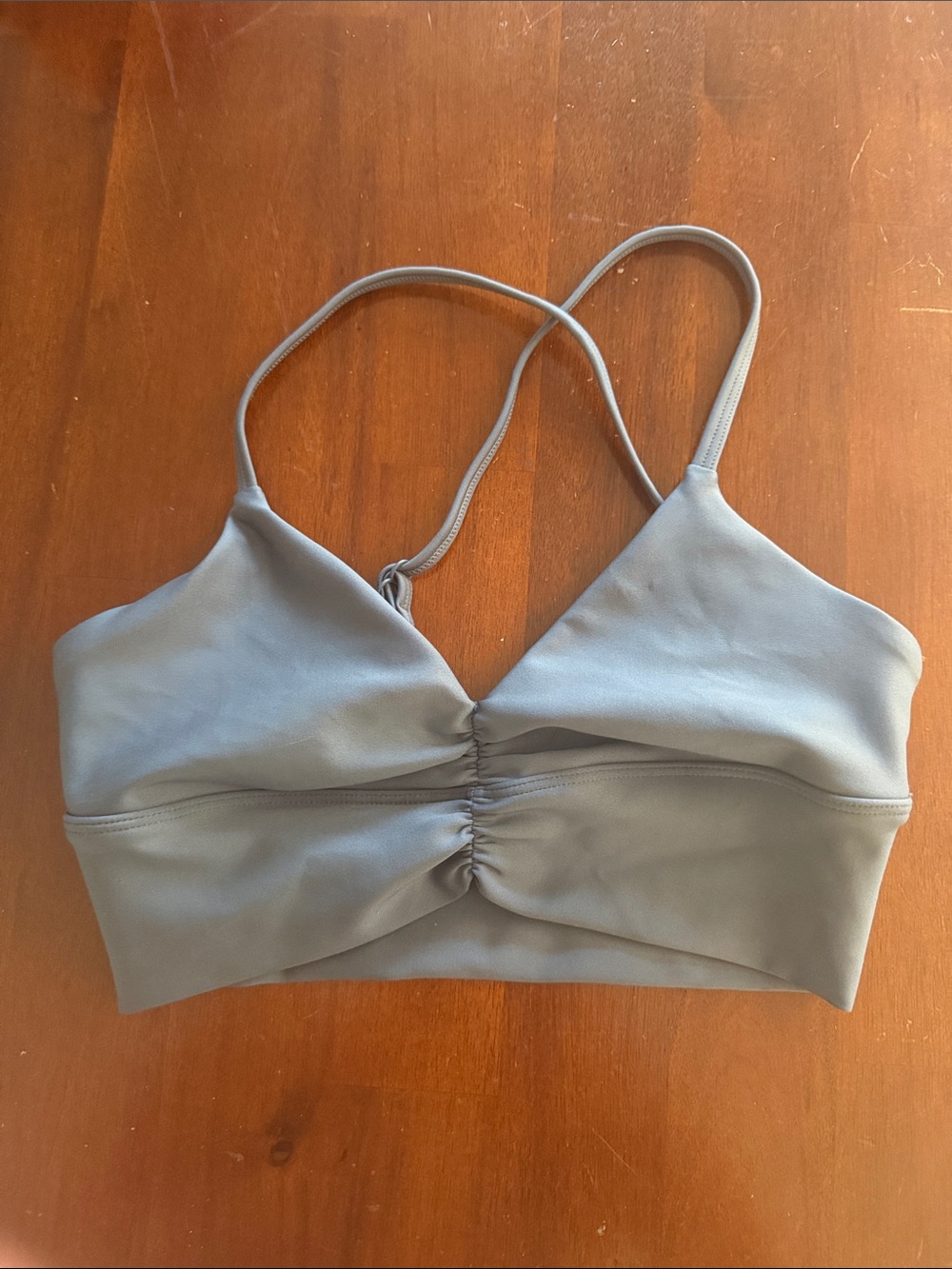 ALO Yoga Slate Blue Gathered V-Neck Bralette